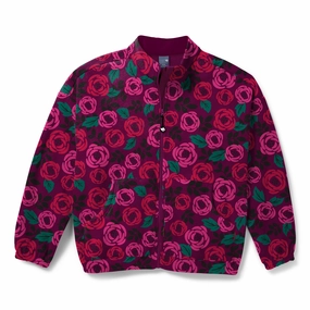 Light Reflective Zoe Chloe Boxy Fit Printed Fleece Jacket - Rosey Posey