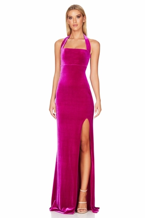 Smooth Motion Fall Comfort Nookie Vera Velvet Gown - Fuchsia