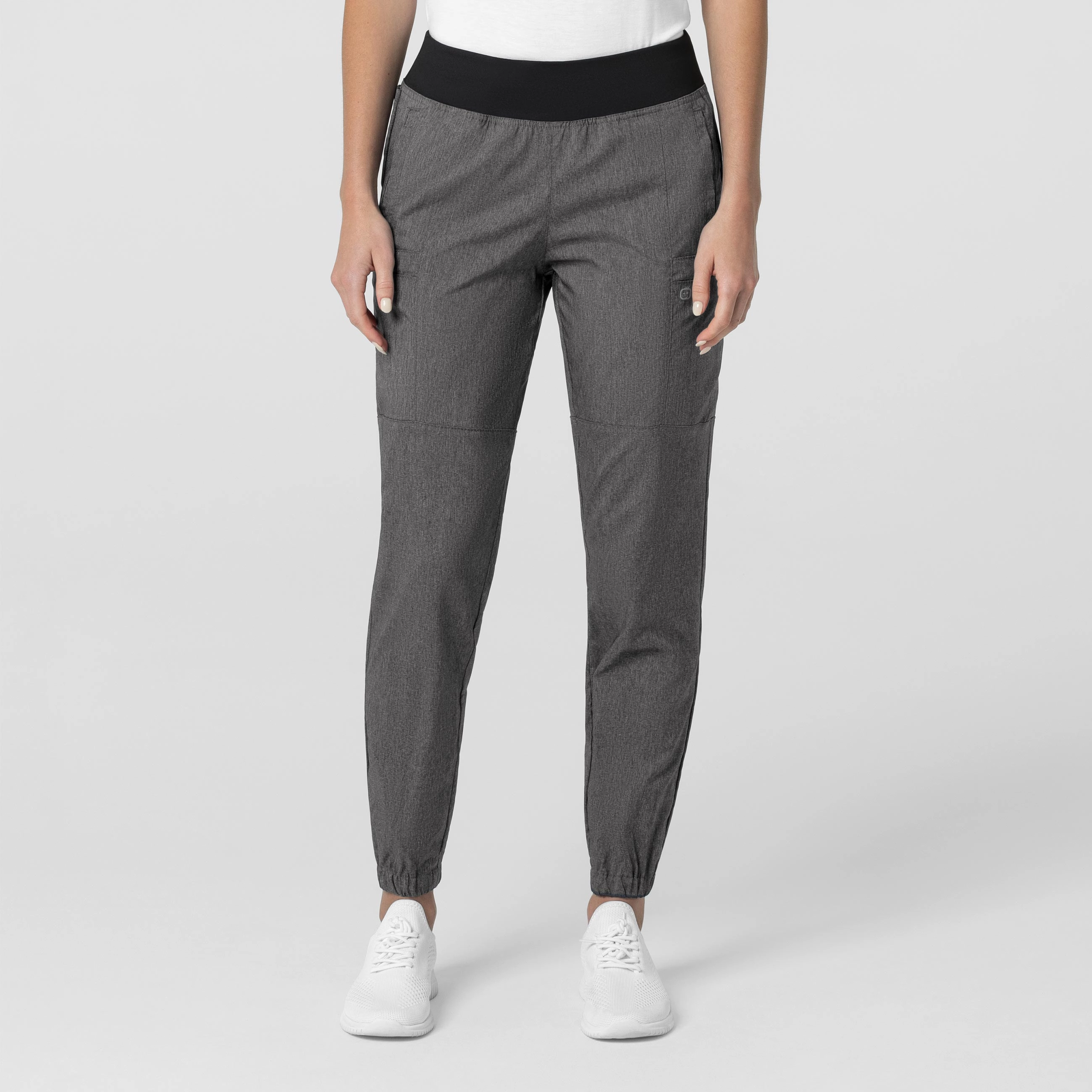 Core Stretch W123 Women's Comfort Waist Cargo Jogger Scrub Pant - Charcoal Heather