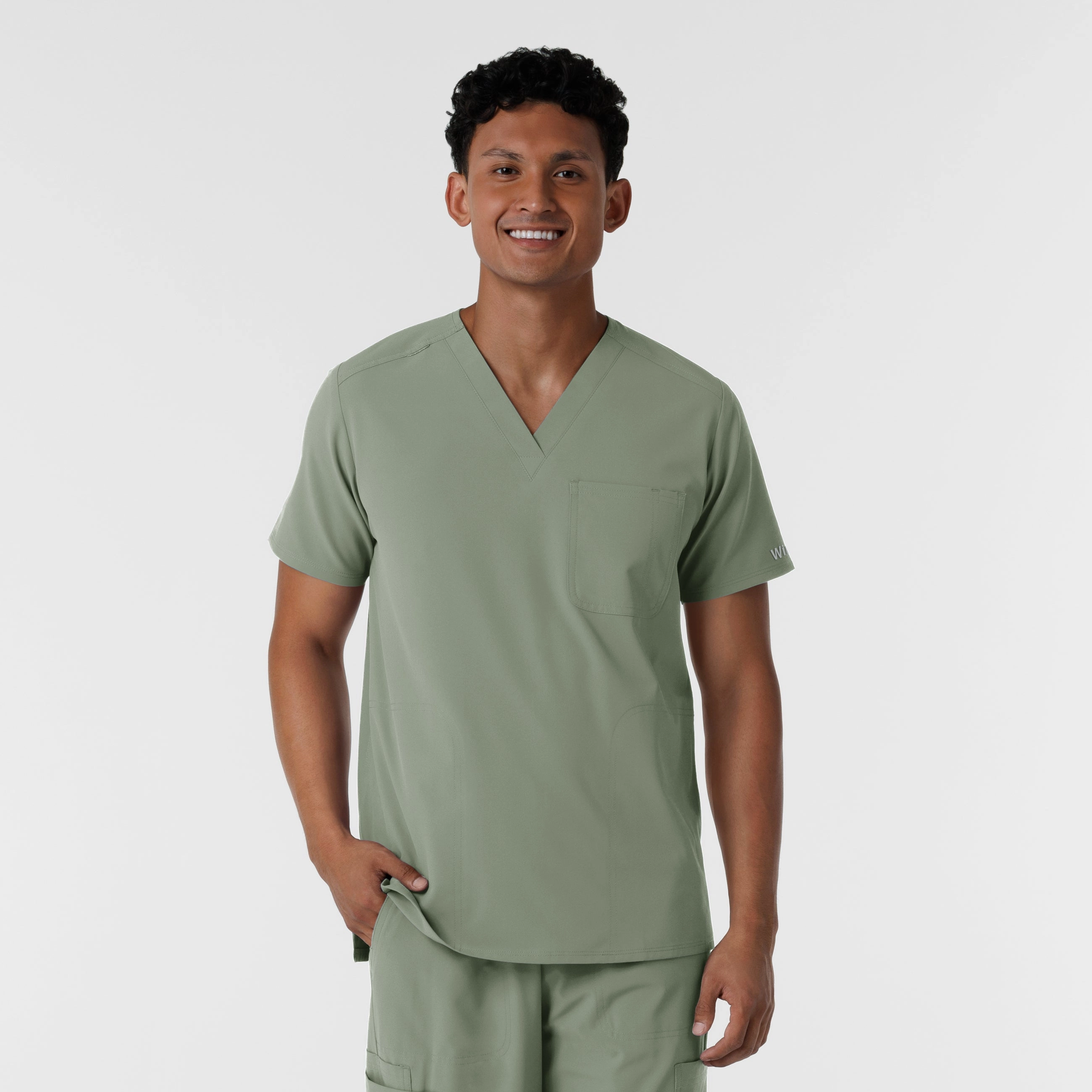 NoSlipSurface NURTUR Men's V-Neck Scrub Top - Sage