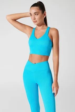 Elastic cuffs seams Hydra Ribbed Tank Bra - Pacific Blue