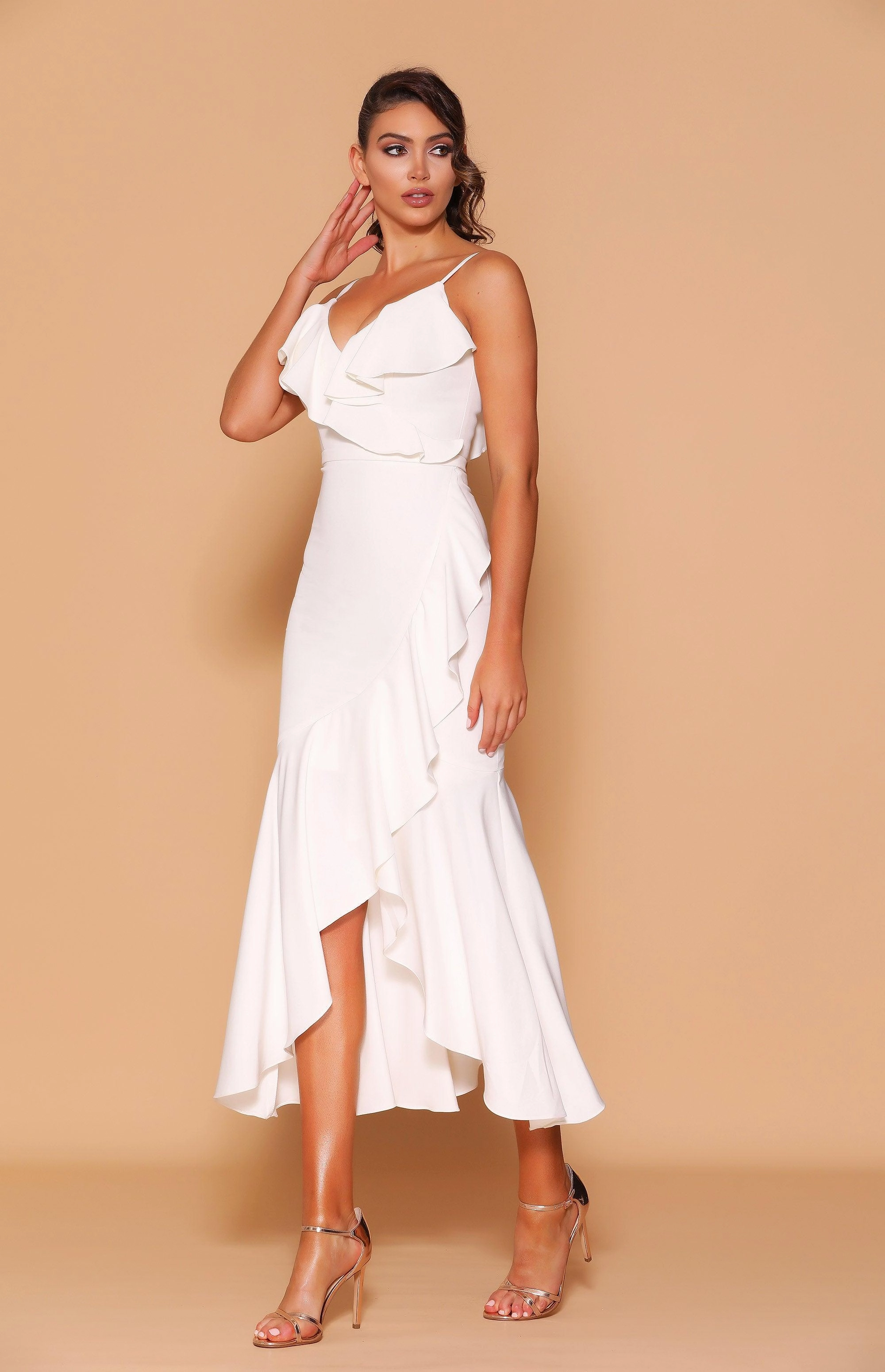 Theater-Night Jadore Frill Maxi Dress - White