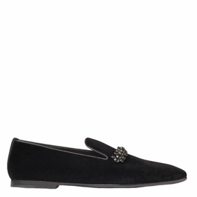 Closed Toe simple design Jimmy Choo Bing Crystal-Embellished Velvet Loafers