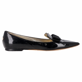 Perfect Fit Trendy Appearance Jimmy Choo Gala Bow Ballet Flats in Black Patent Leather