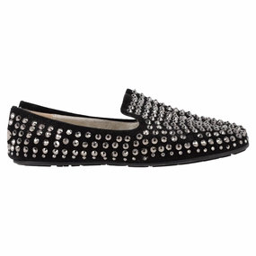 Versatile Cushion Jimmy Choo Studded Smoking Slippers in Black Suede