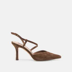 Stylish Footwear Signature Touch KAMRA HEELS DK BROWN SUEDE