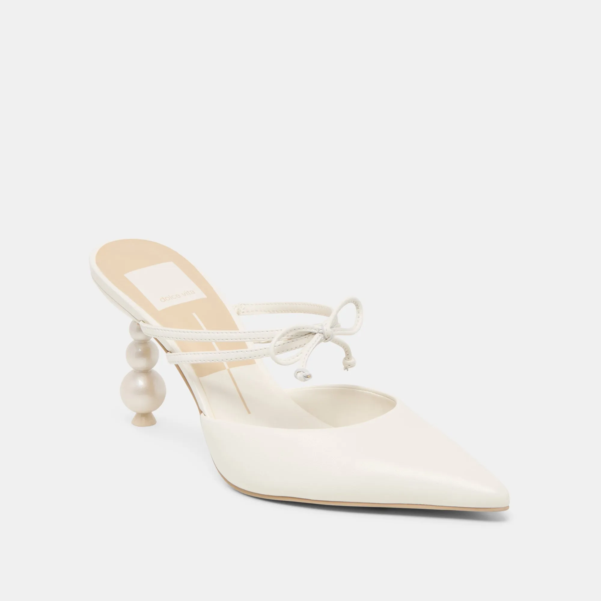 KLAIRE PEARL HEELS TRUE WHITE LEATHER Padded Tongue