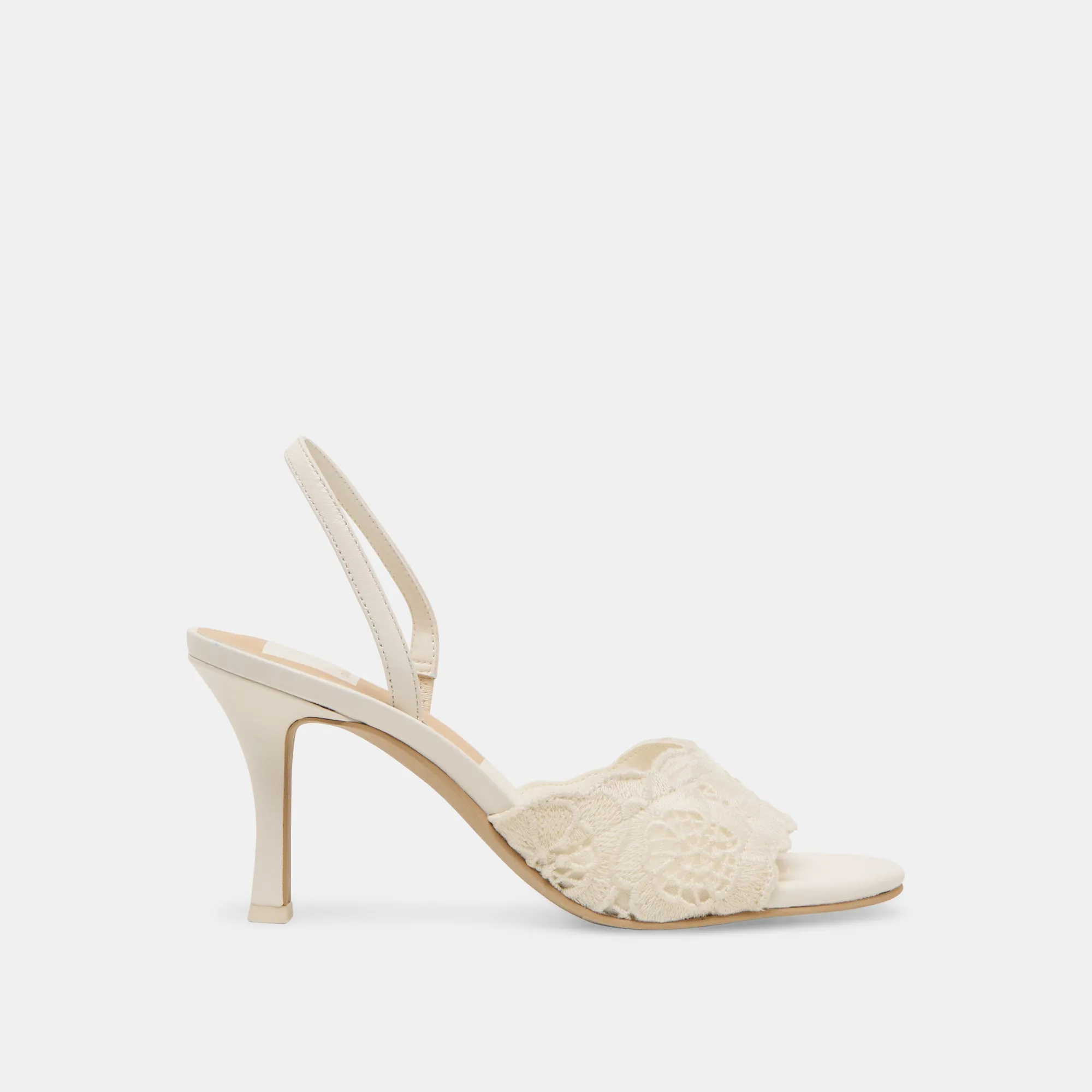 LARRA HEELS WHITE CROCHET Matte Finish