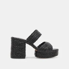 Bridal Flats and Heels LATOYA HEELS BLACK RAFFIA