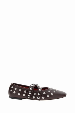 Leather Ballerina Flats With Double Straps And Stud Detailing Durable Craftsmanship Port Step