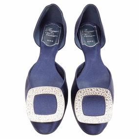 Tree Glow Adjustable Cushion Roger Vivier Chips Strass Satin Crystal Square Buckles Flat Shoes