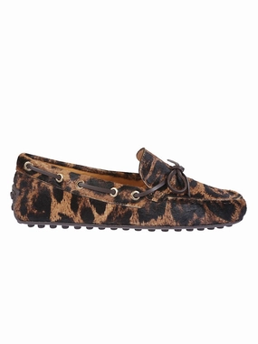 Class Step Cozy Walking Shoes Leopard Print Leather Slip-On Loafers With Signature Rubber Outsole