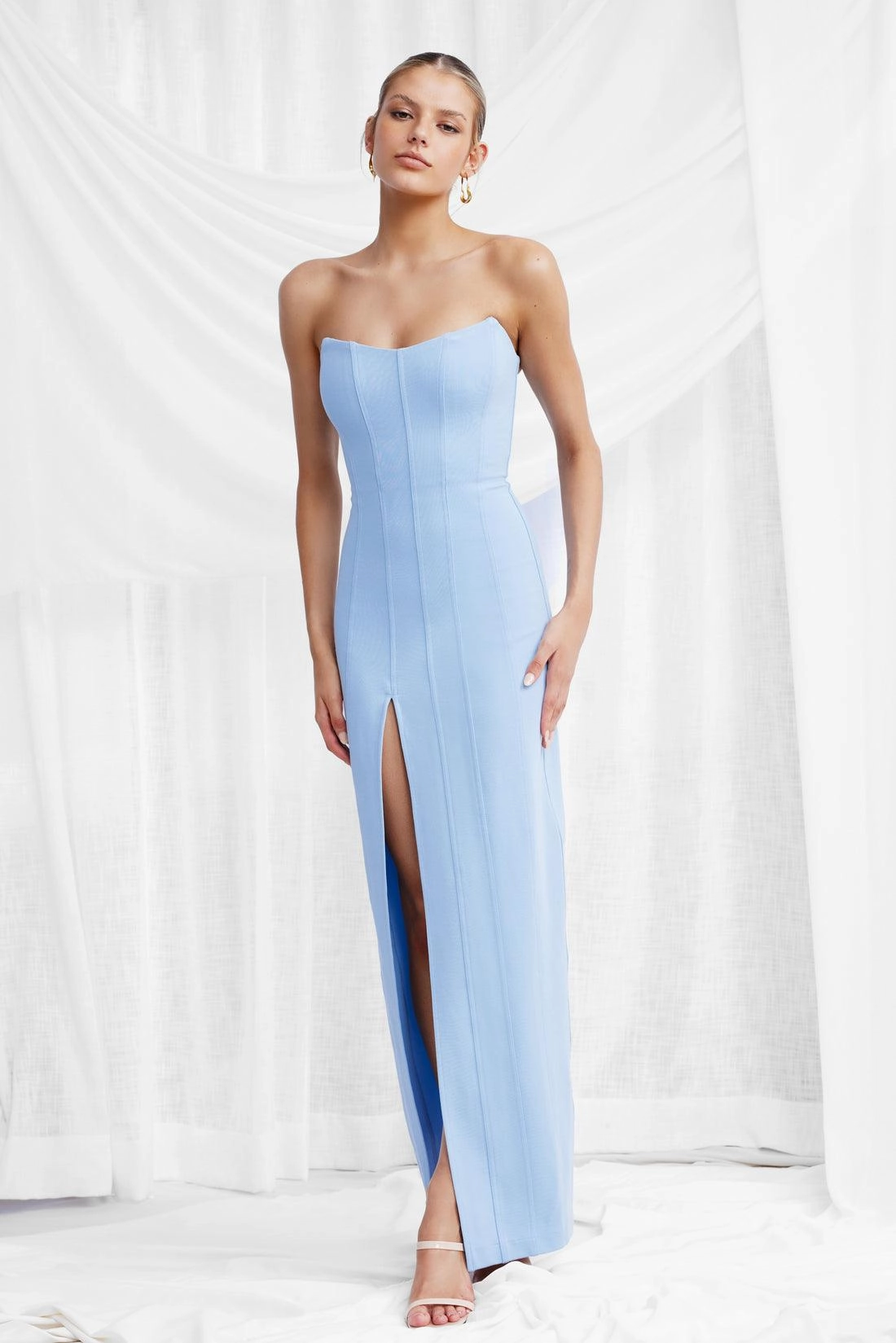 Minimalist Waist Leyla Dress - Sky Blue