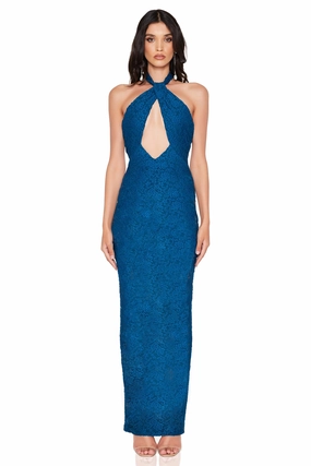 Nookie Roxana Halter Gown - Lined Teal Vibrant Tone Stylish and Comfortable