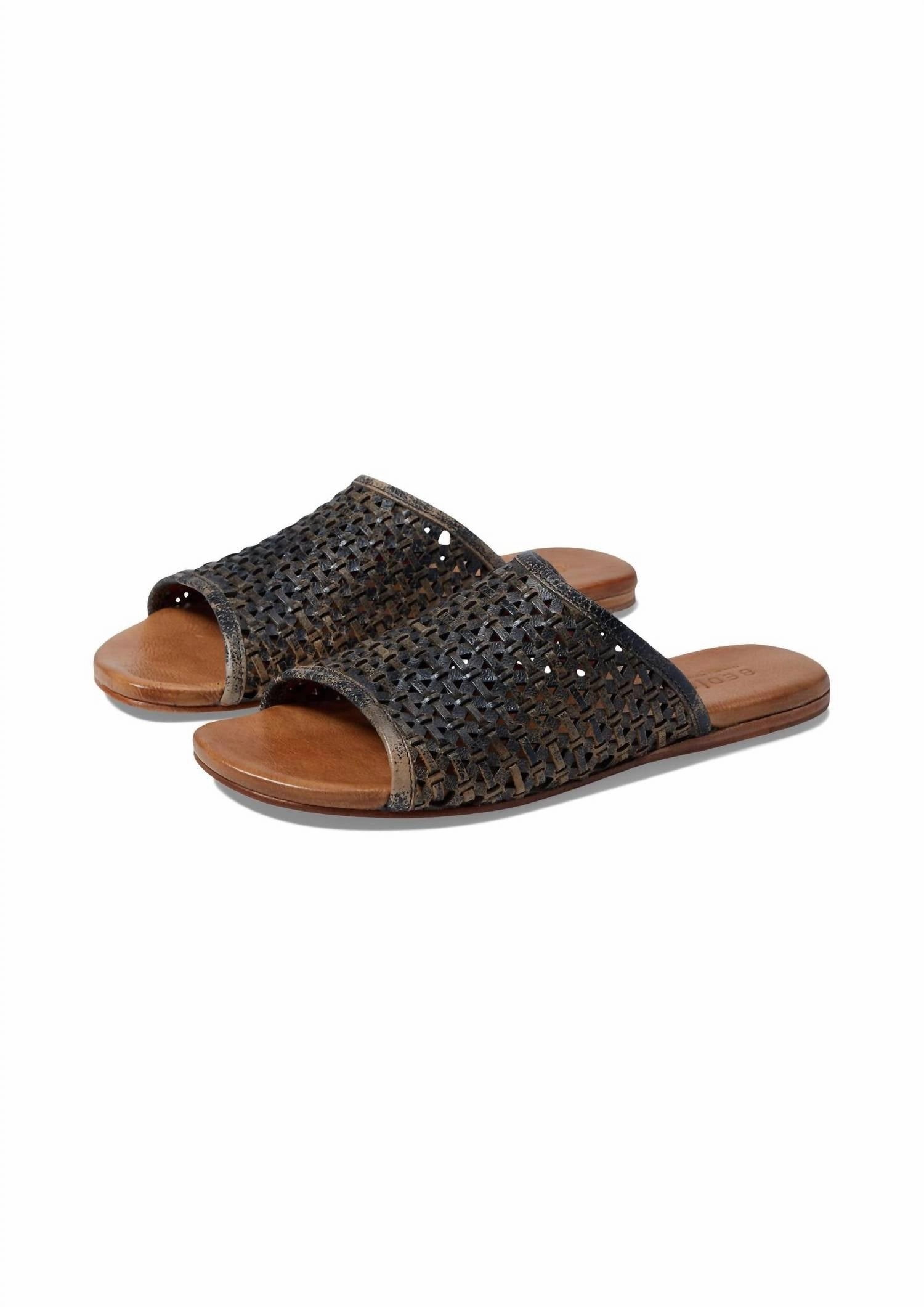 Women's Minerva Flat Slide Sandals In Black Lux Trend Spot