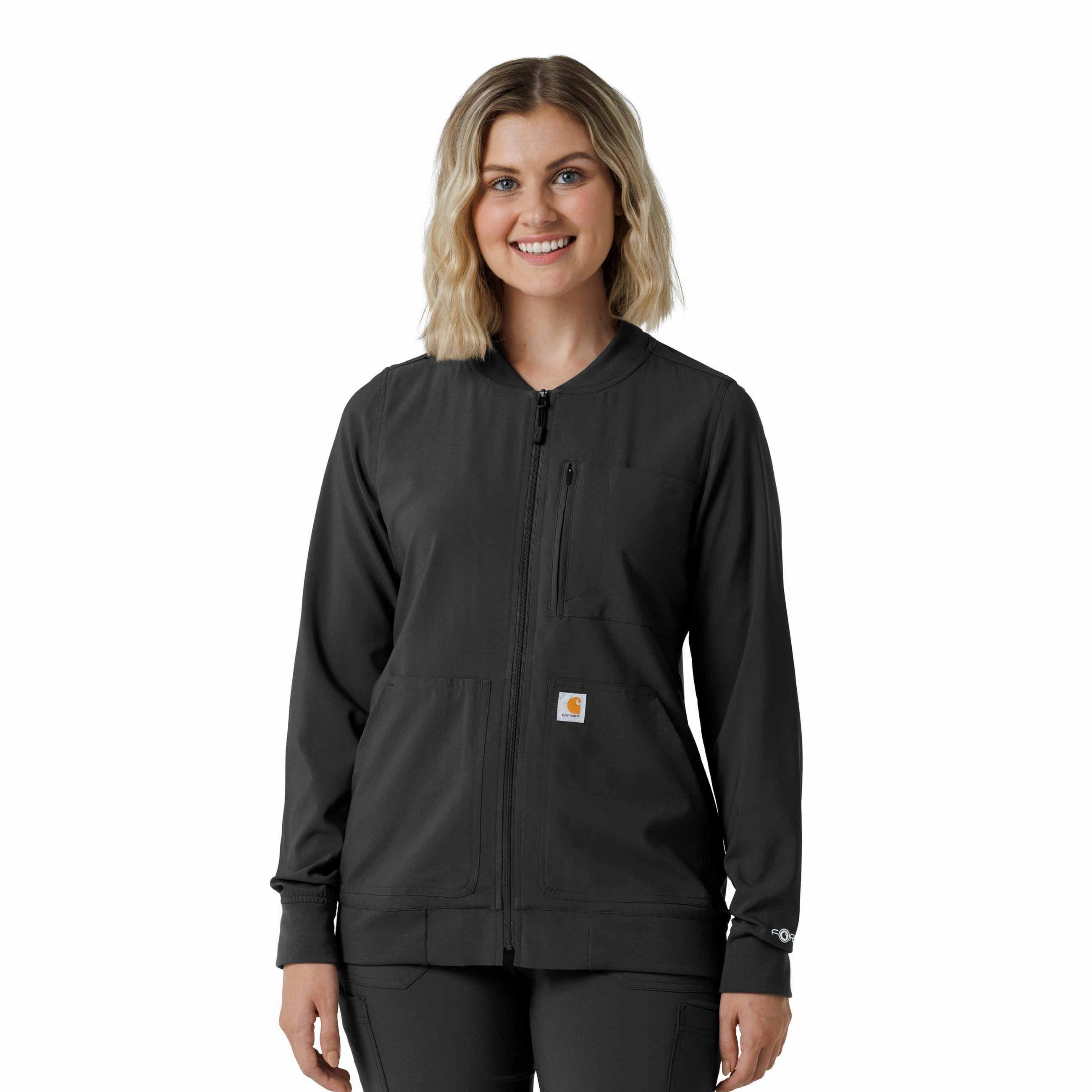 Carhartt Force Cross-Flex Women's Lightweight Scrub Jacket - Black Blush Performance Edge