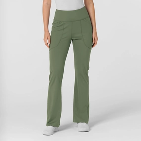 RENEW Knit Women's Flare Yoga Scrub Pant - Olive Adaptable Fit