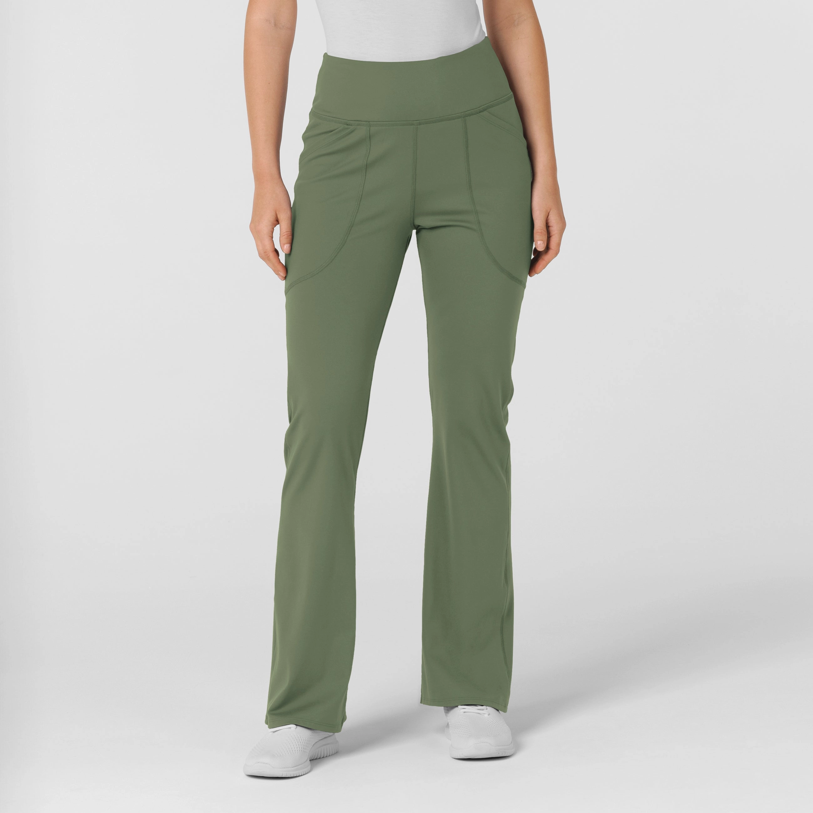 RENEW Knit Women's Flare Yoga Scrub Pant - Olive Adaptable Fit