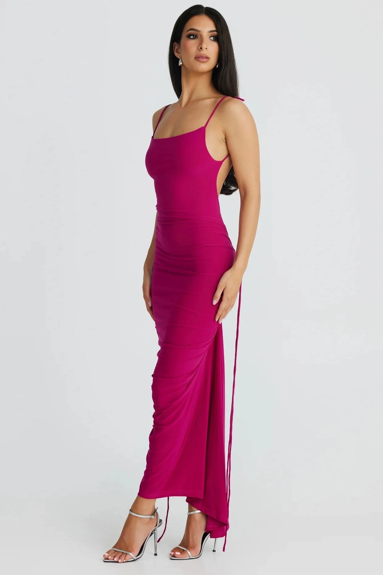 Azari Midi Dress - Deep Berry High low hem Style Moment