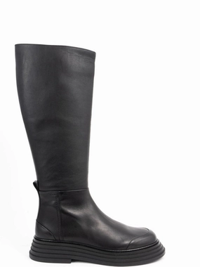 Everyday Shoes Long Black Leather Boots