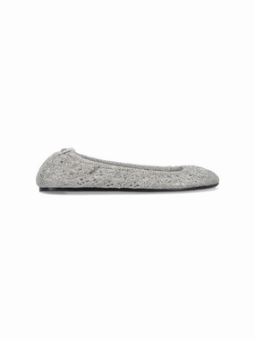 Museum Trip Belna" Crochet Ballet Flats ?C Silver