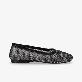 Comfort Lining Practical Shoes Lorain Mesh Glow Black Leather Ballet Flats