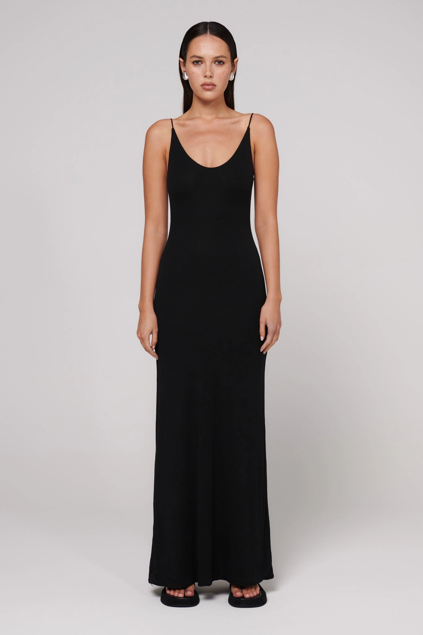Louise Maxi Dress - Black Sleek Drape