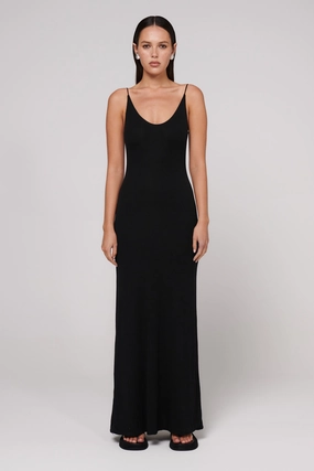 Louise Maxi Dress - Black Sleek Drape