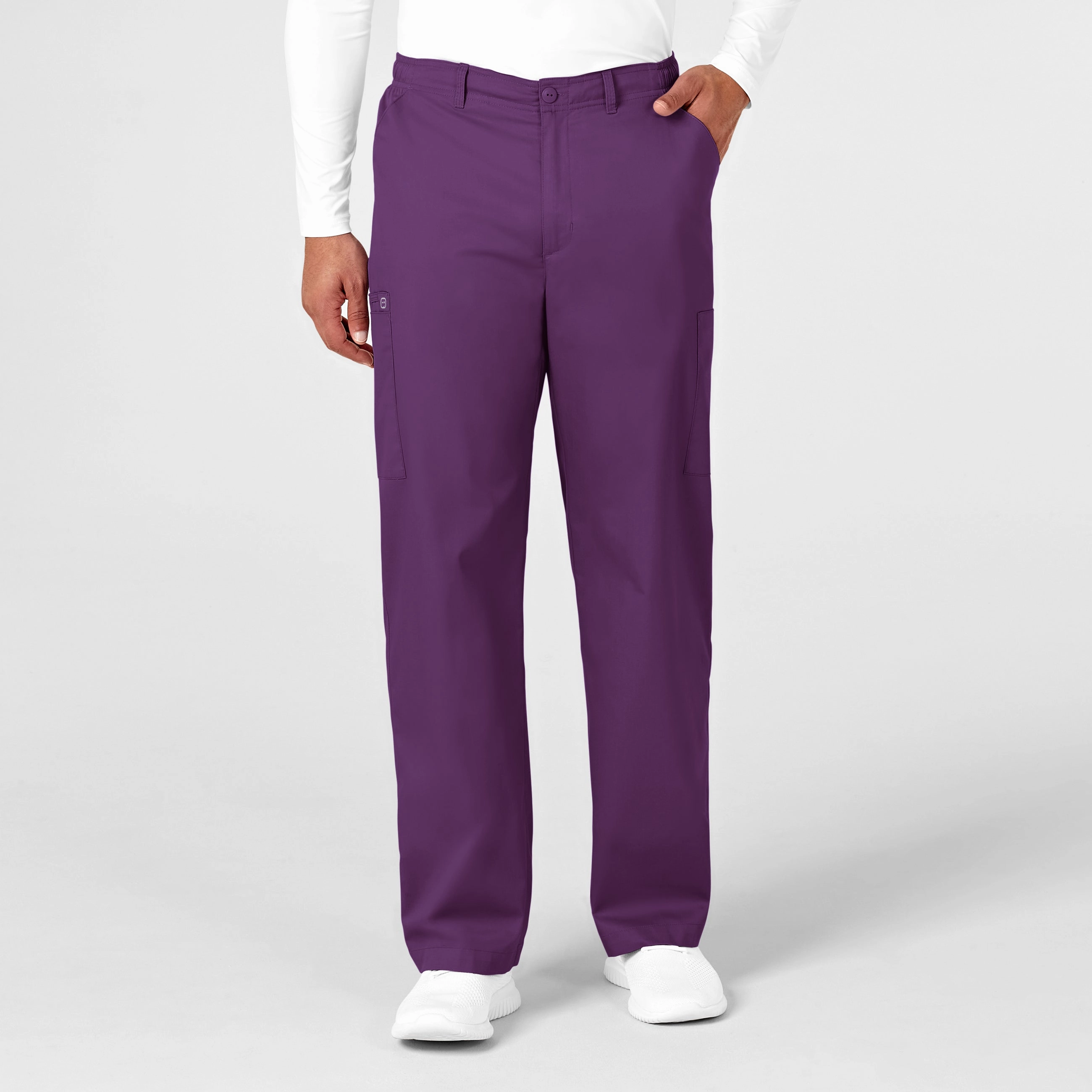 WonderWORK Men's Cargo Scrub Pant - Eggplant WindResistantMaterial Stylish Comfort