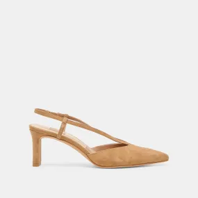 GINAY HEELS LT BROWN SUEDE Comfortable Heels