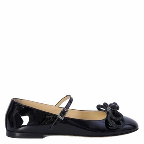 Mach & Mach Patent Bow-Detail Mary Jane Flats Fish Glow Slide On