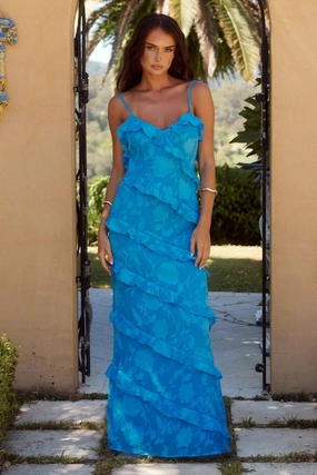 Mandeville Maxi Dress - Aqua Edge Detail Family Joy