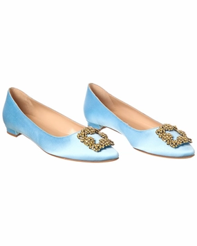 Metro Style Manolo Blahnik Hangisimu Satin Flat (Authentic Pre-Owned)
