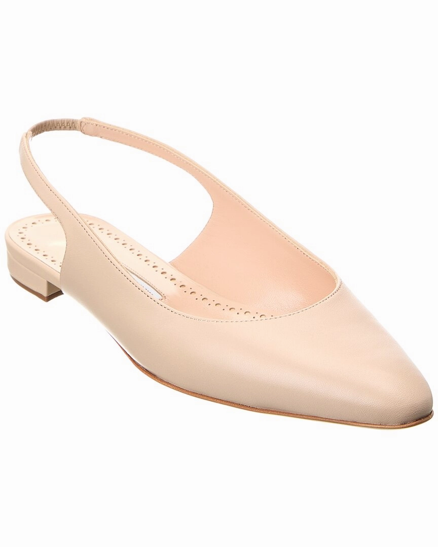 Manolo Blahnik Sawra Leather Slingback Flat Chic Sole Flat Design