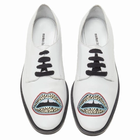MarkLupfer Signature studded embroide lips leather brogue Coral View