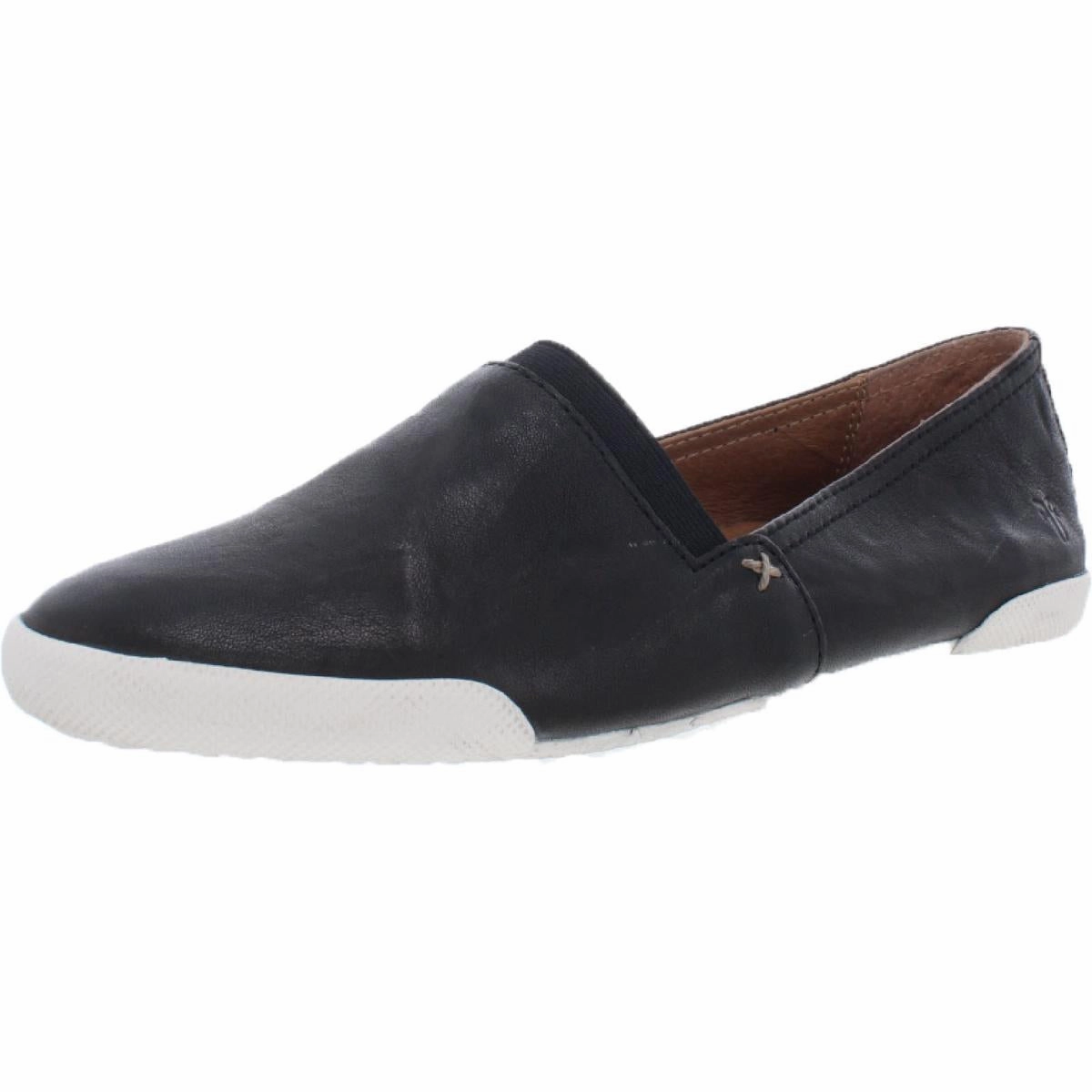 Melanie Womens Leather Slip On Flats Weekend Casual Elastic