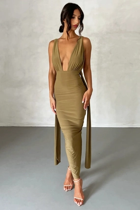 Cozy Tones Simple yet sophisticated gown Melrose Multi-Way Dress - Khaki