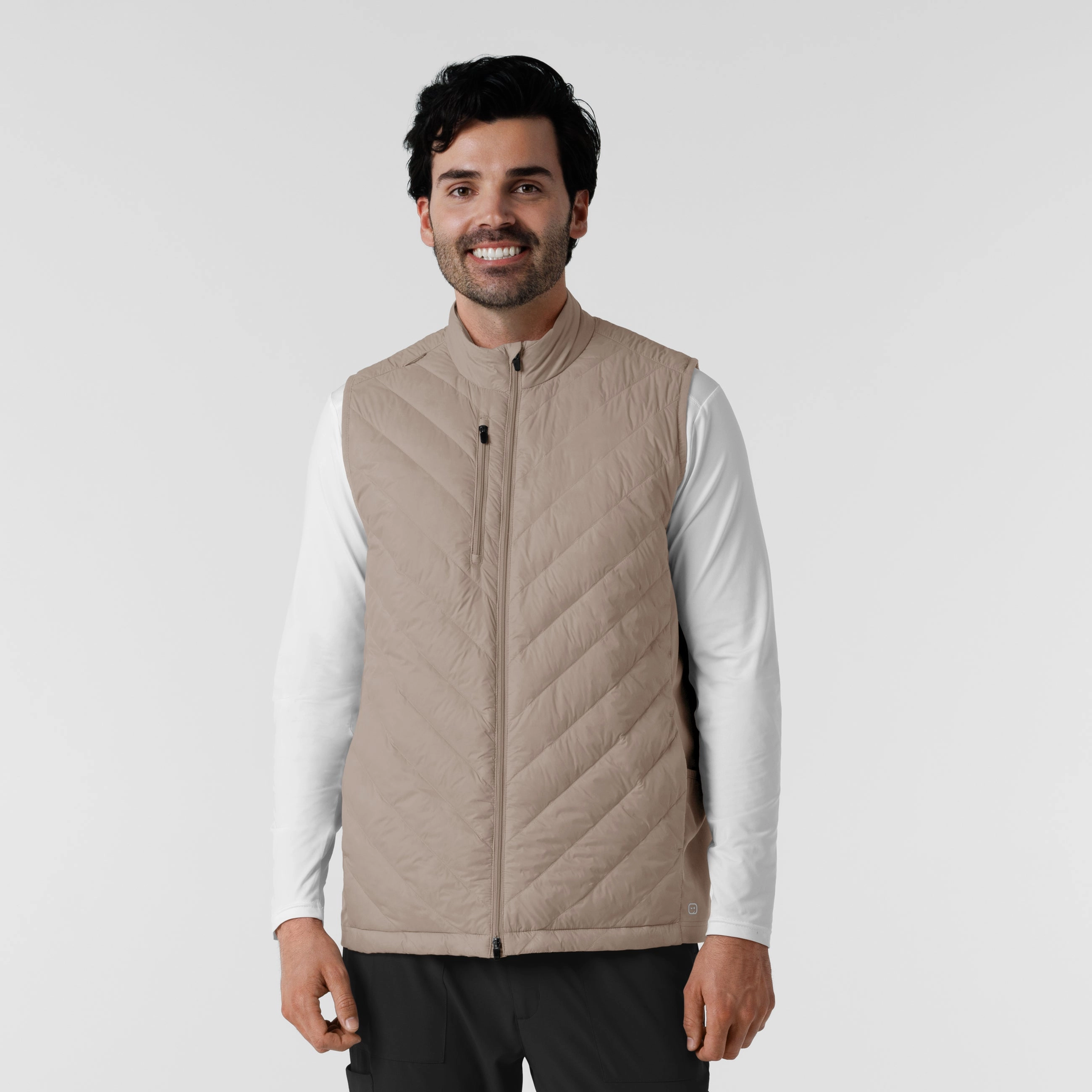 Brush Men's Quilted Scrub Vest - Haze