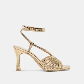 Classy Choice NIVANA HEELS GOLD DISTRESSED LEATHER