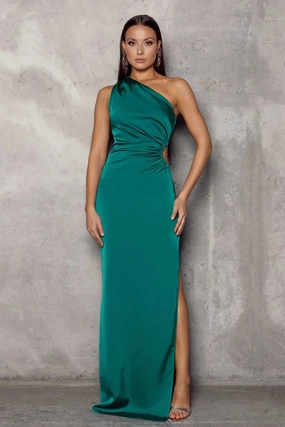 Sheer Layer Michela Dress - Emerald Green