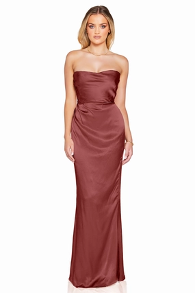 Beaded-Edge Mix-And-Match Nookie Emelie Strapless Gown - Desert Rose
