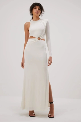 Elegant Charm Misha Brigitta Slinky Jersey Gown - Ivory