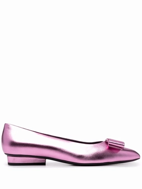 Ferragamo Viva Bow-Detail Ballerina Shoes Health Glow Leather