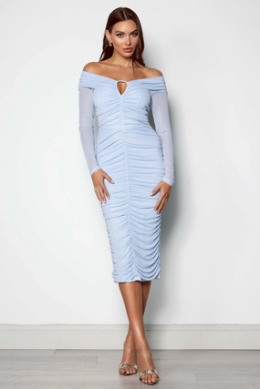Caroline Dress - Tranquil Blue Texture Play One Piece Look