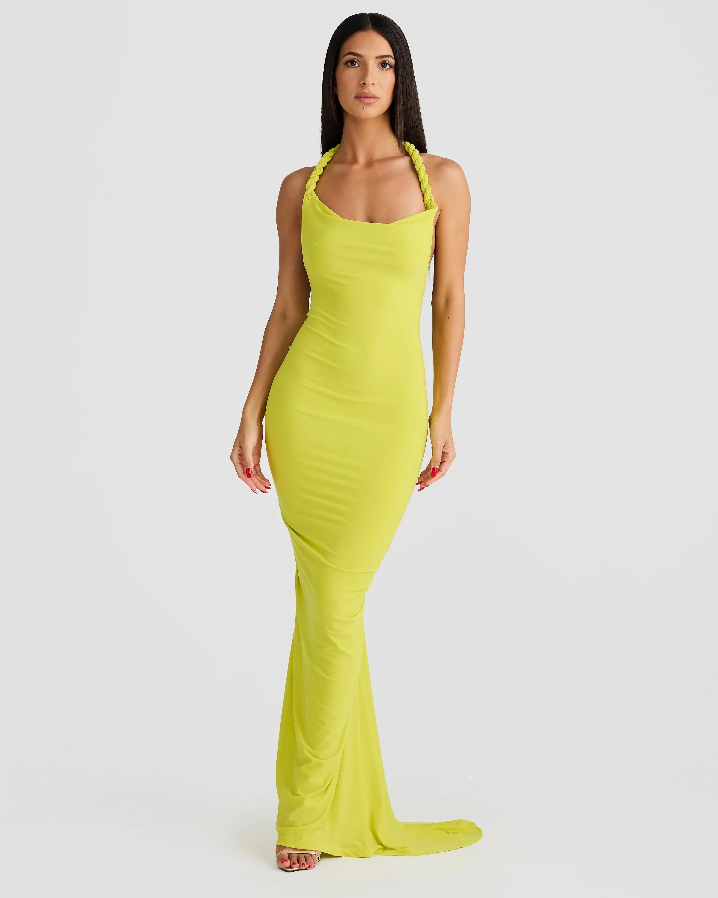 Maia Multi-Way Gown - Chartreuse Evening-Wear Boat-Neck