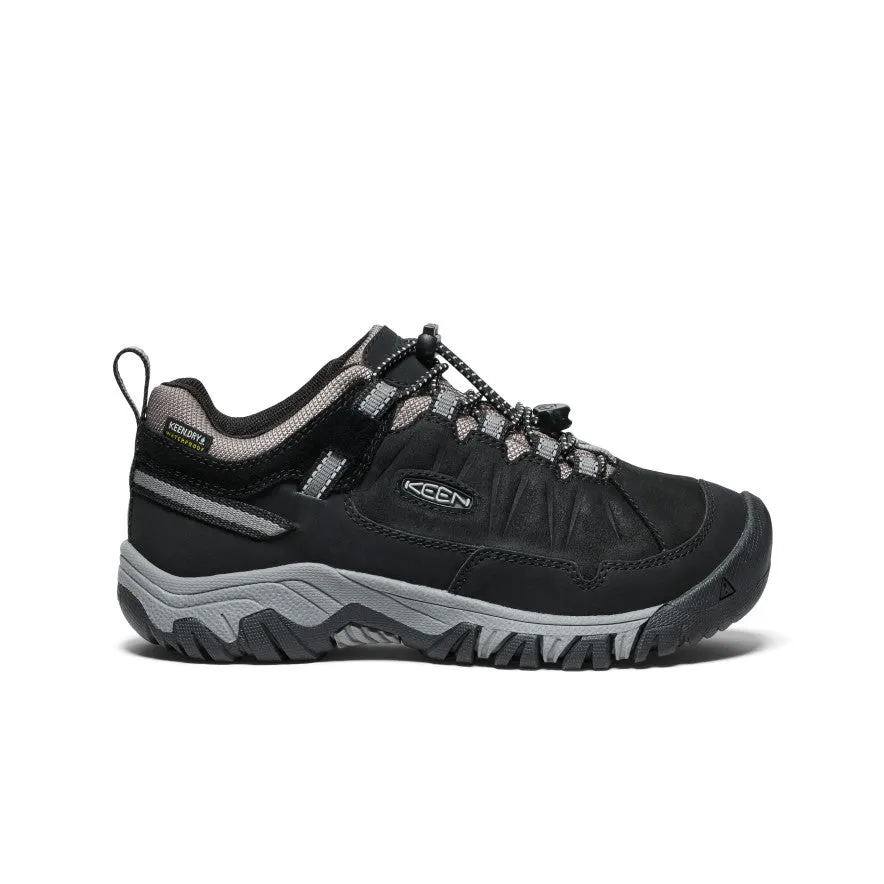 Structured performance Impact Diffusion Big Kids' Targhee IV Waterproof Hiking Shoe  |  Black/Steel Grey
