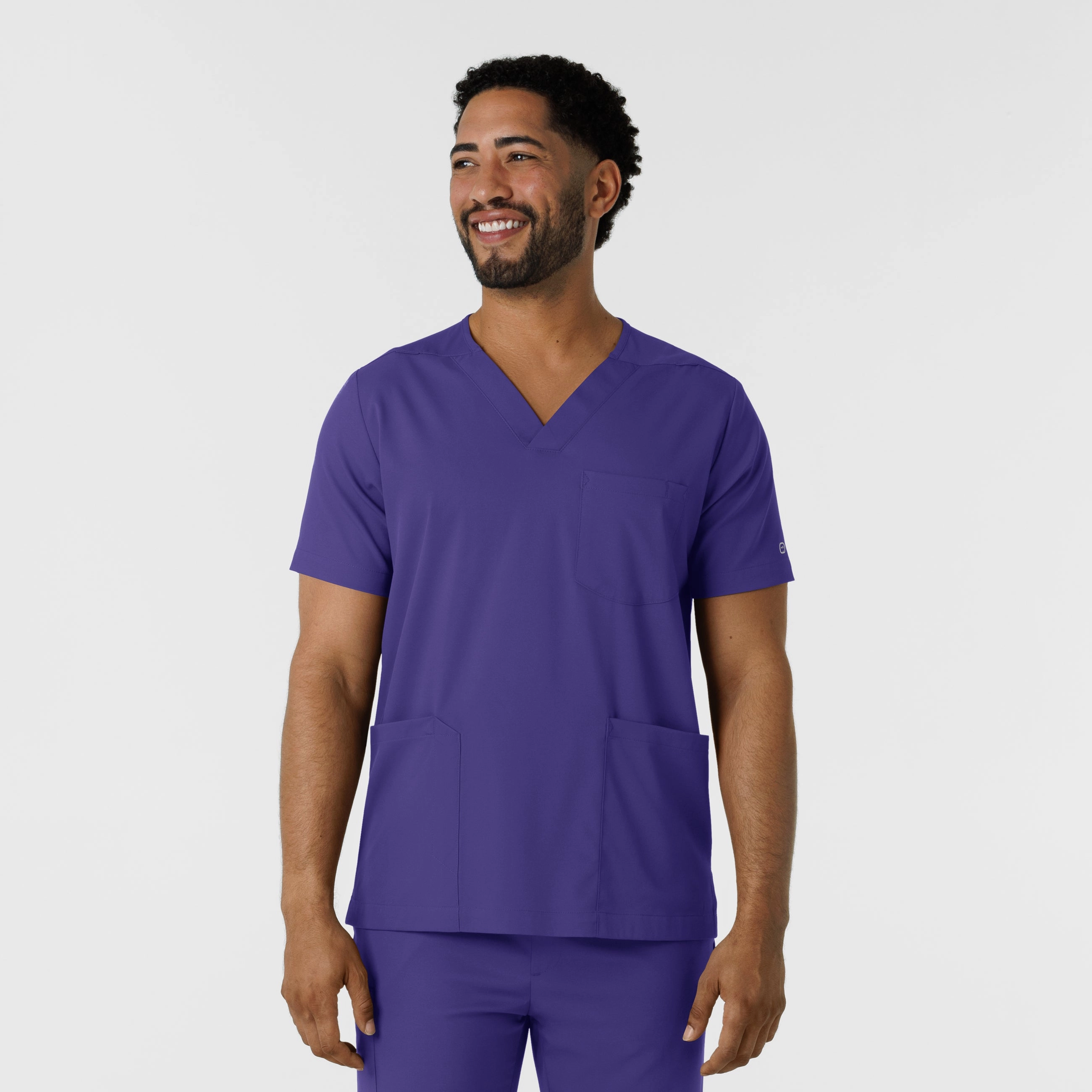 WrinkleFree Weaving Boundless Men's Multi Pocket V-Neck Scrub Top - Grape