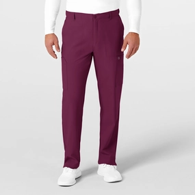 Water-resistant W123 Men's Flat Front Cargo Scrub Pant - Wine