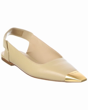 Wood Glow Ferragamo Alhena Leather Slingback Flat