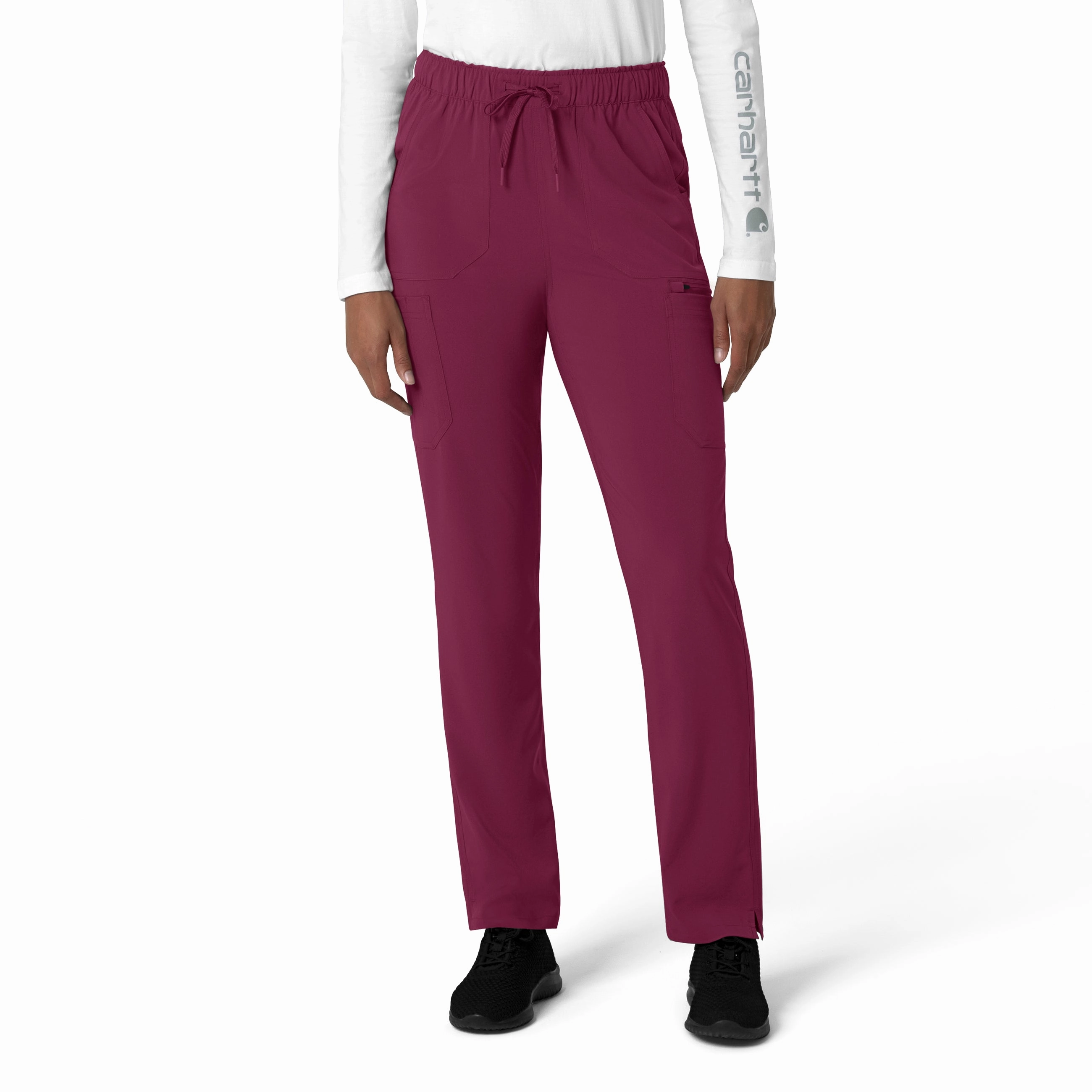 Performance Layer Cozy Stretch Fit Carhartt Force Cross-Flex Women's Straight Leg Cargo Scrub Pant - Wine